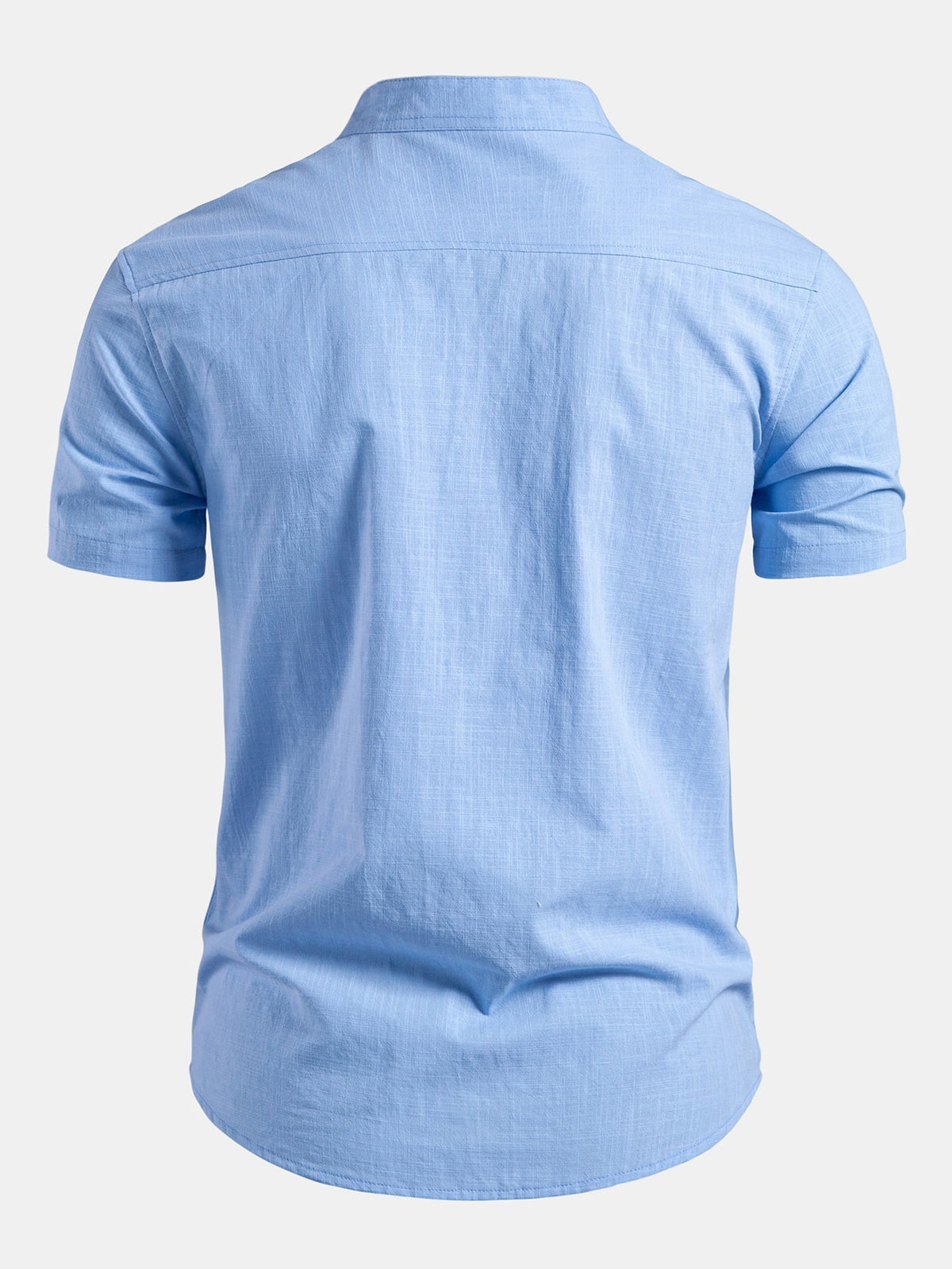 Camicia da Uomo a Maniche Corte con Collo alla Coreana - Vestibilità Sartoriale