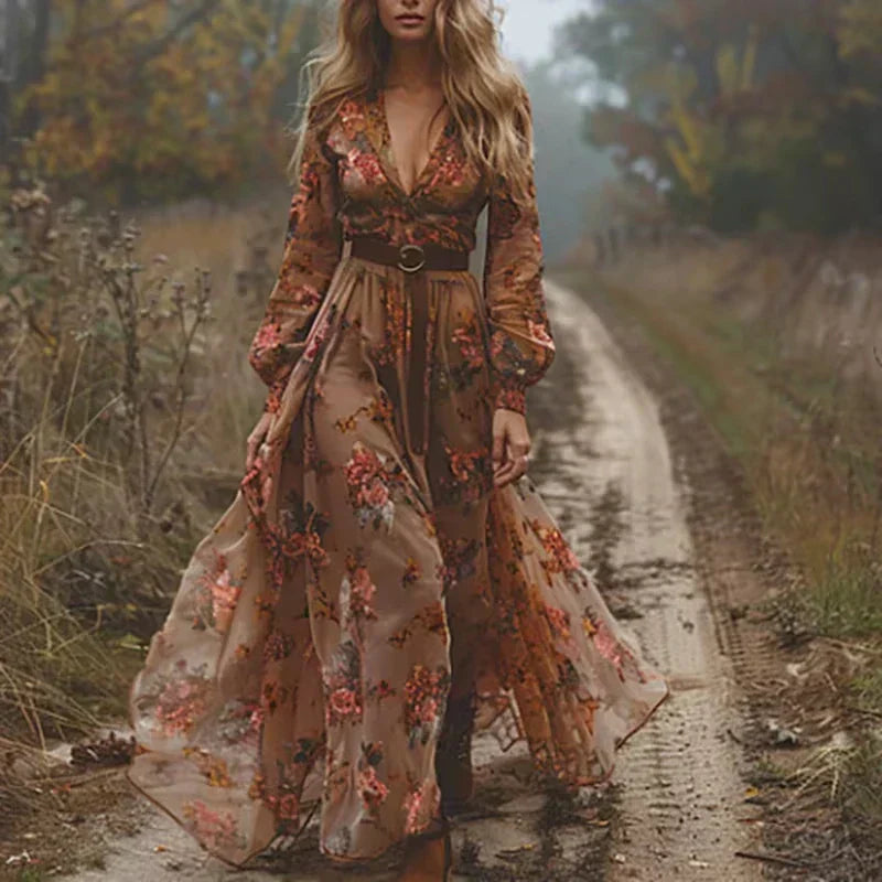 Abito Maxi Boho – Vestito a Volant per Donna, Stile Casual ed Elegante