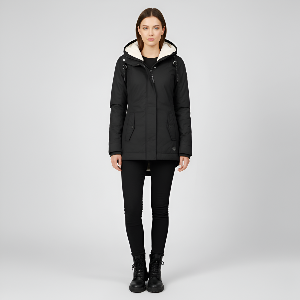 Valerios Fashion giacca invernale donna con cappuccio foderata in pile termo-caldo