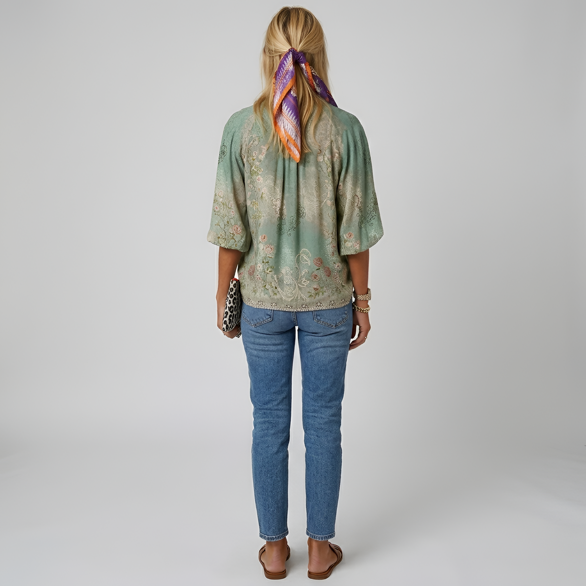 Blusa donna floreale con bottoni manica lunga camicia casual elegante da giorno