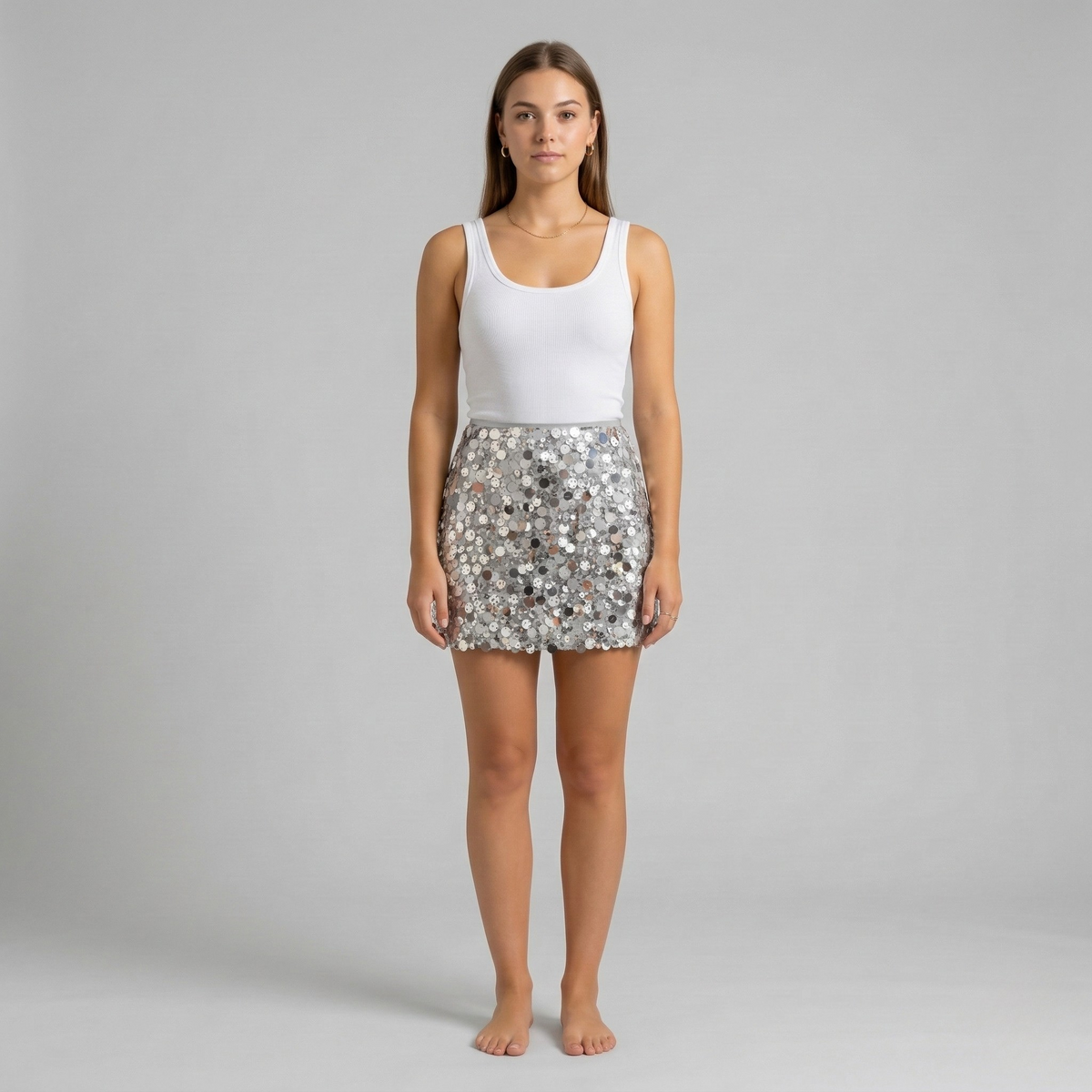 Gonna corta donna con paillettes mini gonna elegante aderente per festa e sera