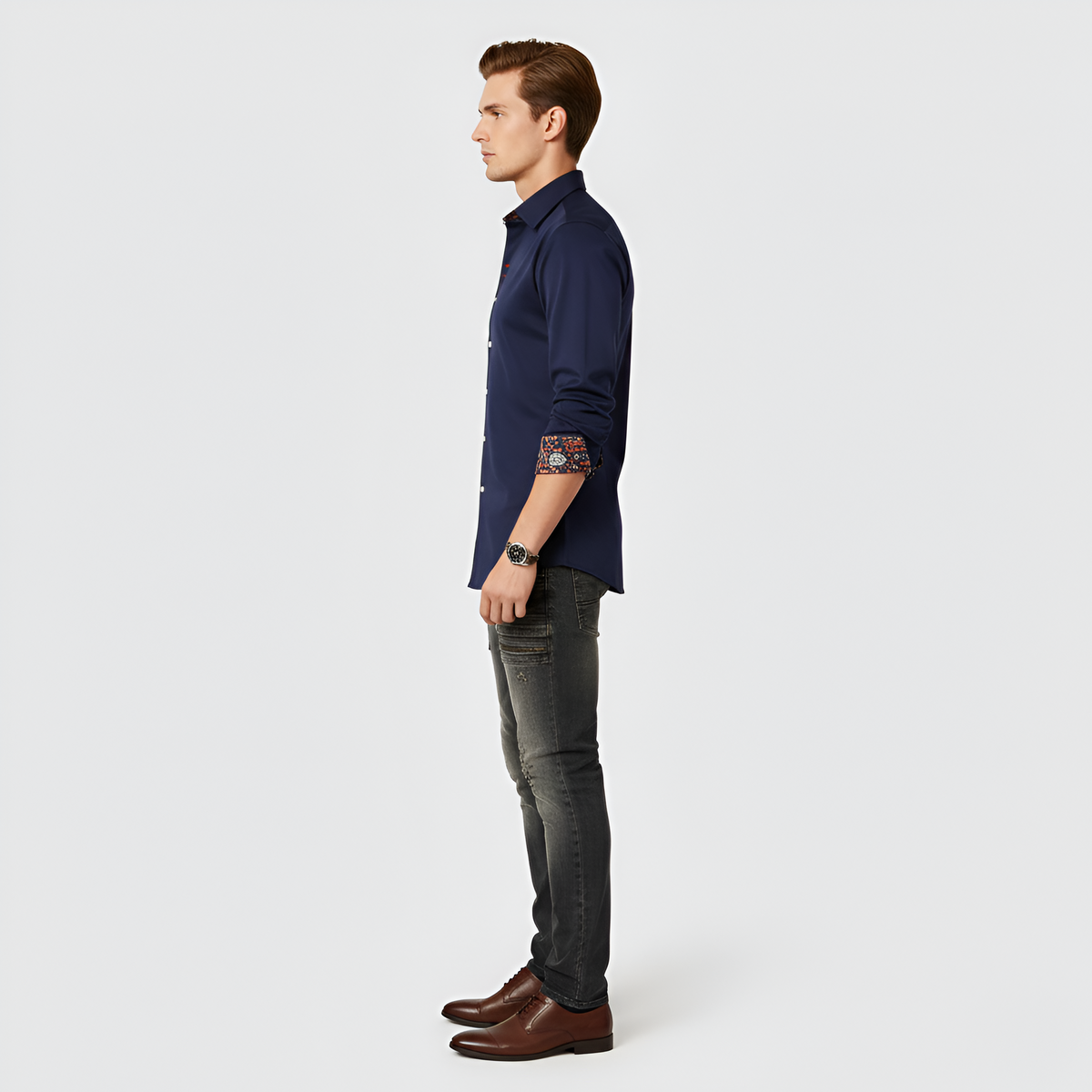 Valerios Fashion camicia uomo slim fit in cotone con dettagli stampati