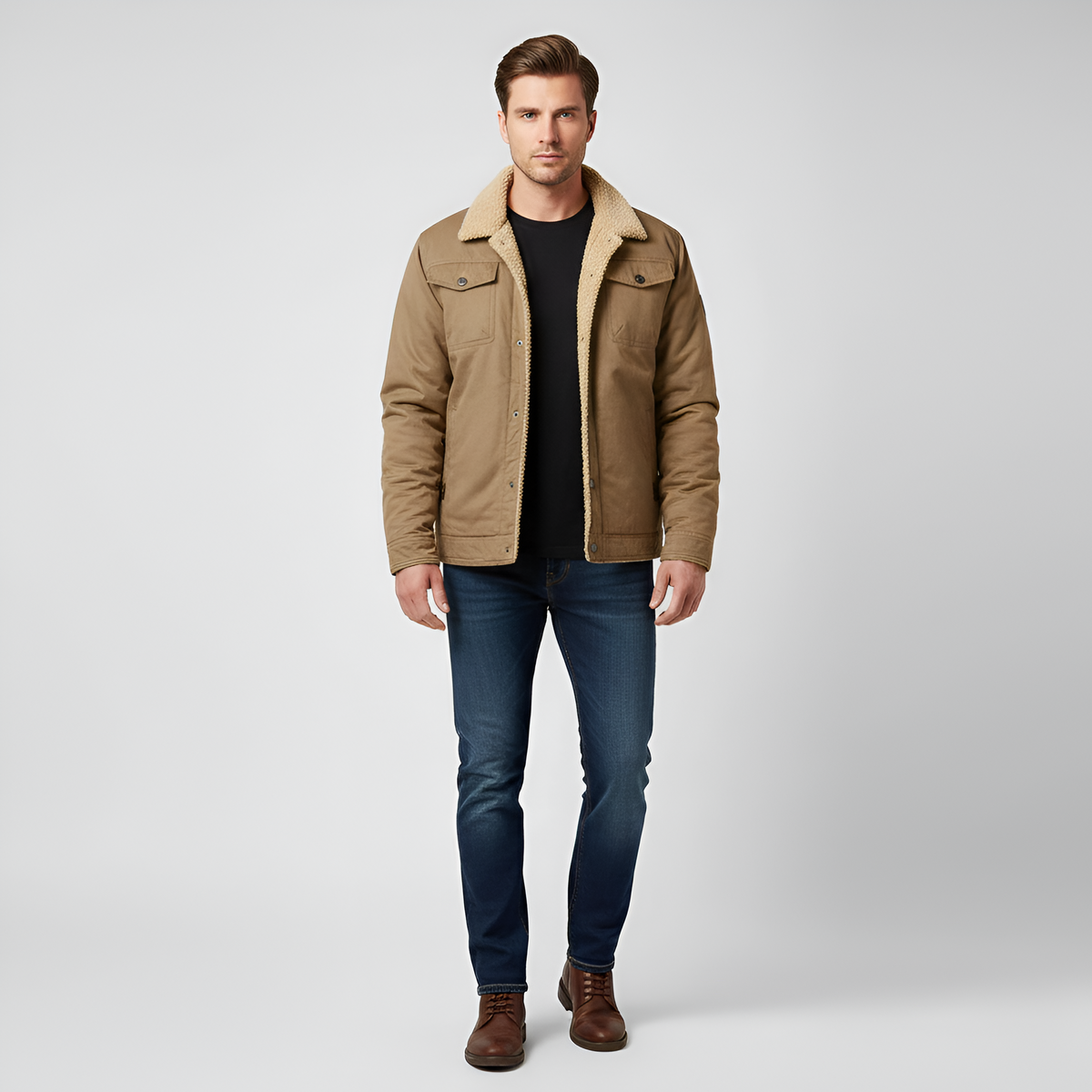 Valerios Fashion giacca invernale uomo foderata peluche antivento