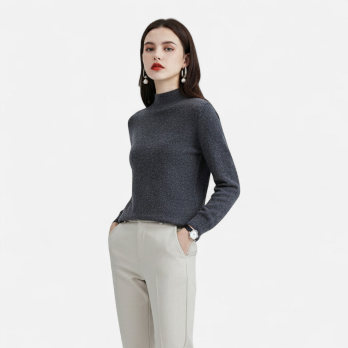 Maglione a Mezzo Collo in Pura Lana da Donna