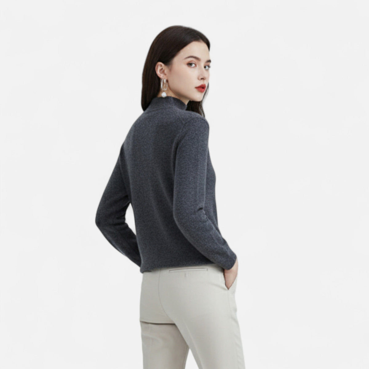 Maglione a Mezzo Collo in Pura Lana da Donna