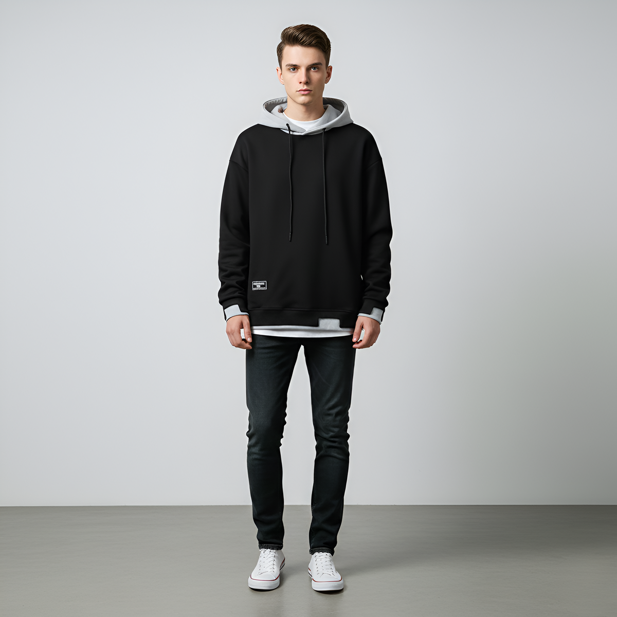 Valerios Fashion felpa con cappuccio uomo in cotone casual