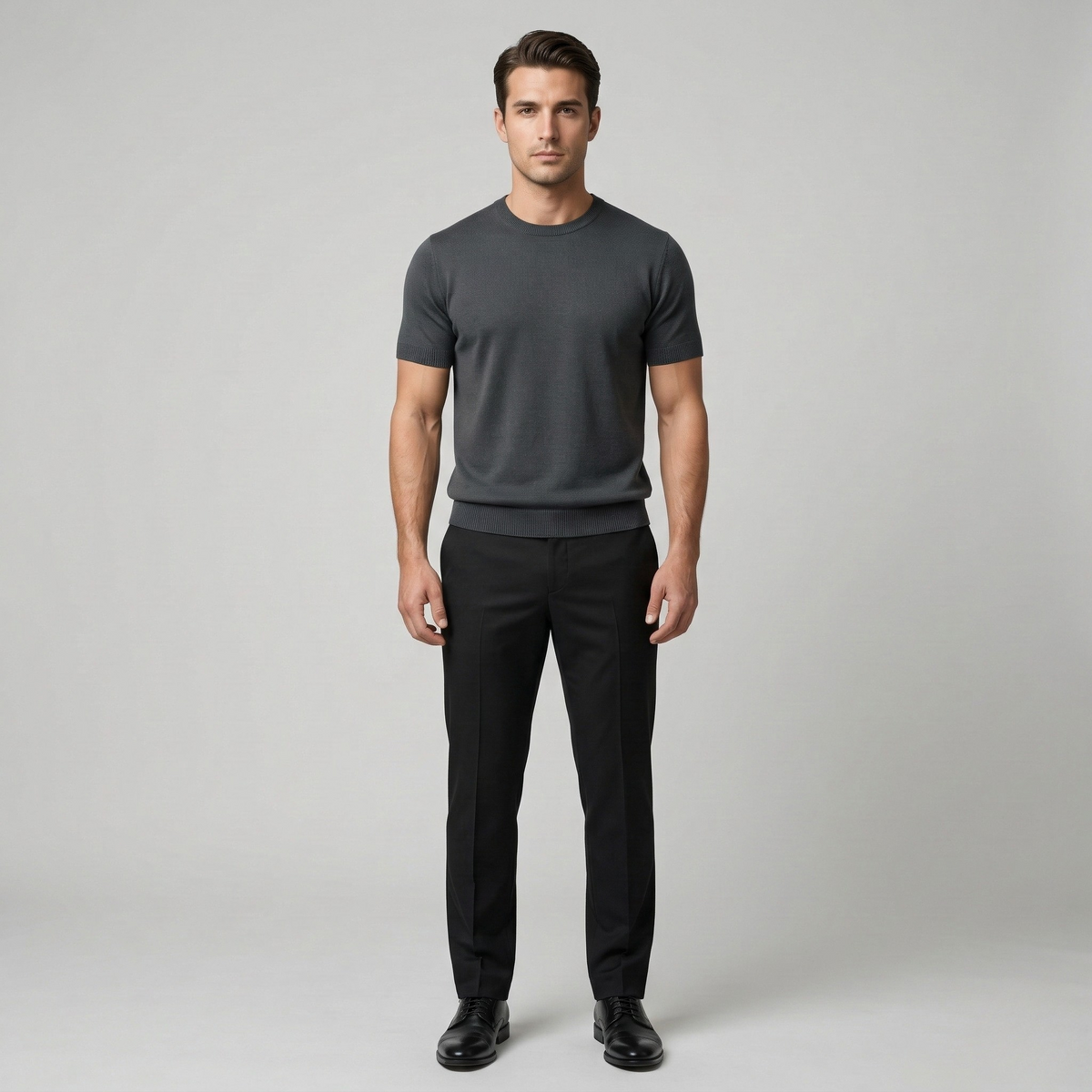 Maglia uomo in cotone maniche corte girocollo maglione leggero casual vestibilità slim