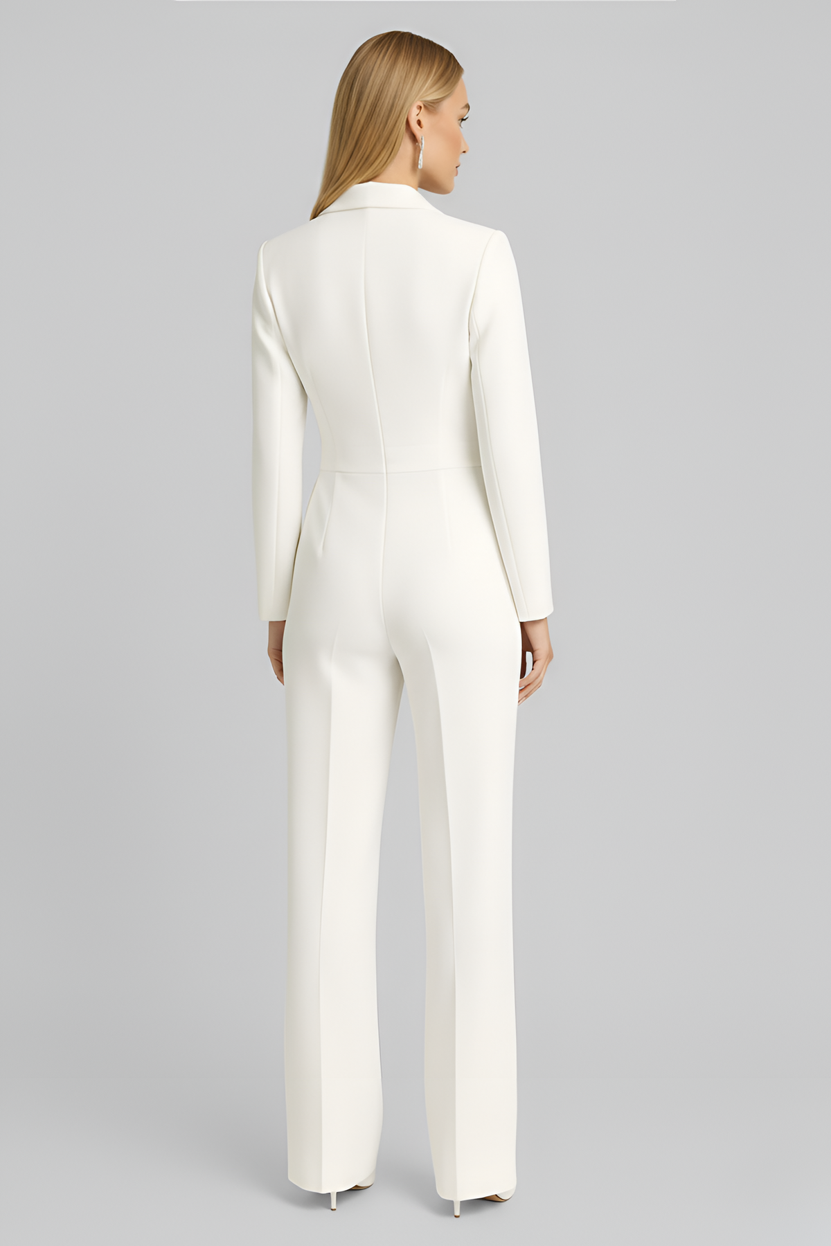Tuta donna elegante stile blazer con scollo a V e gamba ampia vestibilità regolare