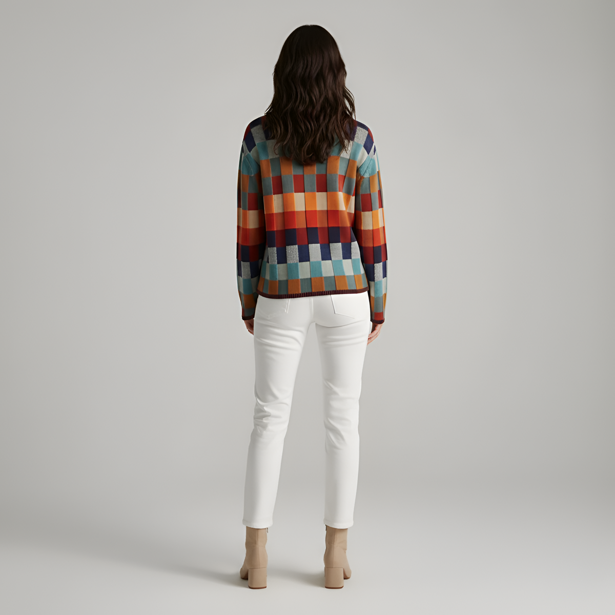 Valerios Fashion maglione donna in misto lana a quadri
