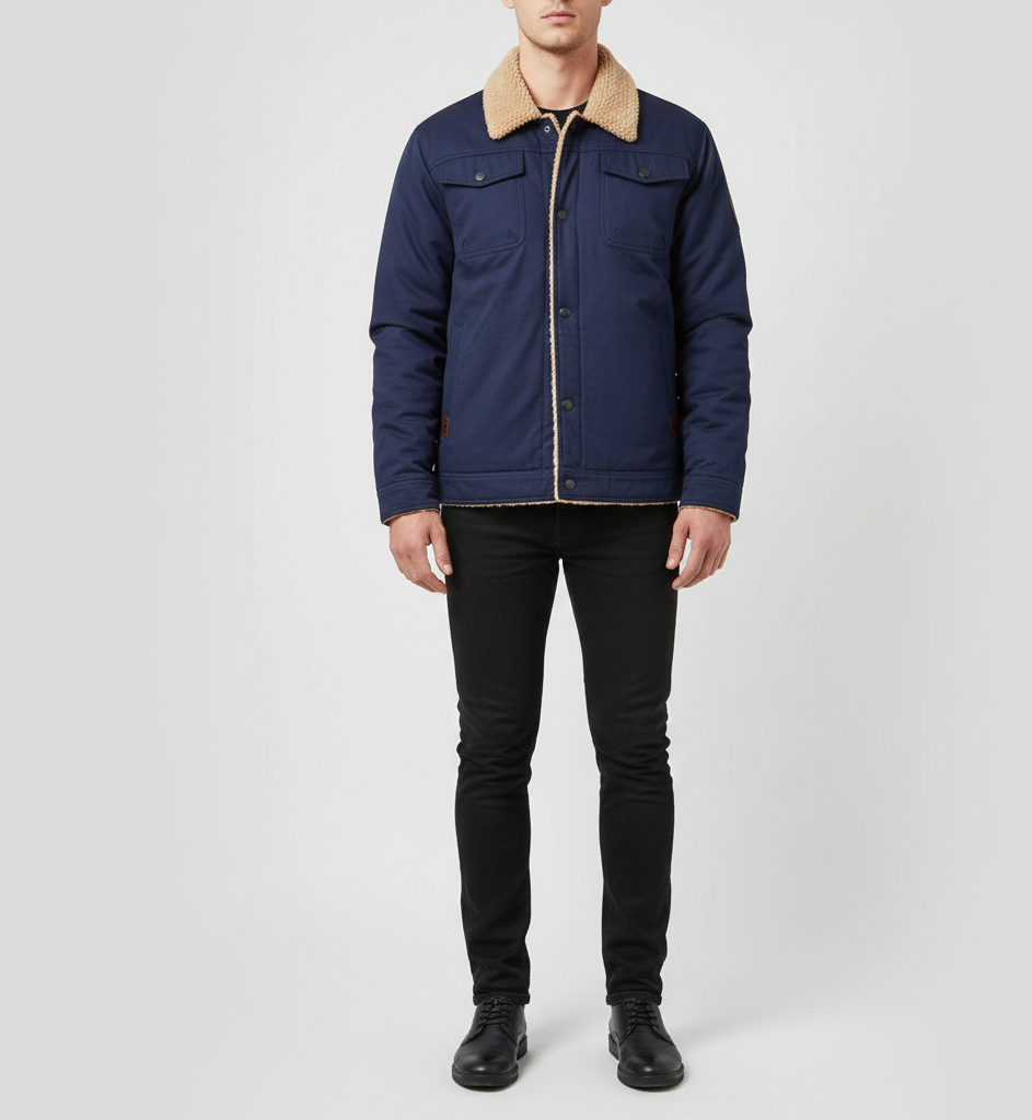 Valerios Fashion giacca uomo invernale imbottita con colletto teddy casual
