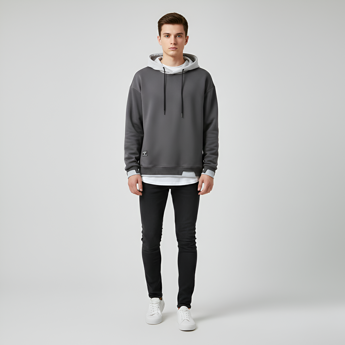 Valerios Fashion felpa con cappuccio uomo in cotone casual
