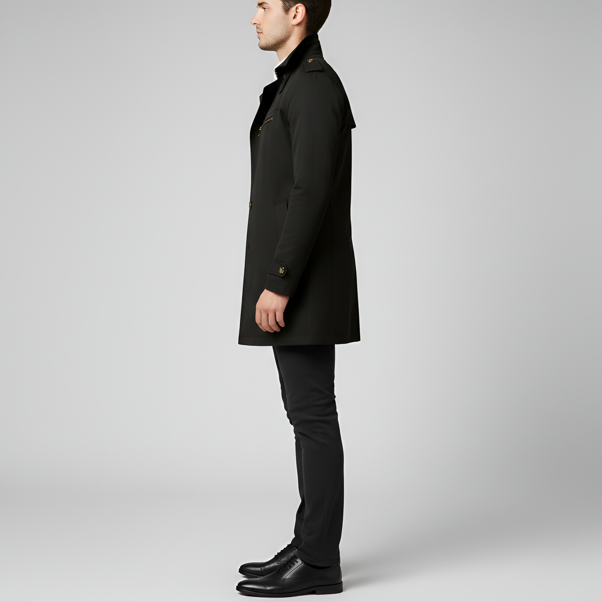 Valerios Fashion trench uomo elegante con cintura e chiusura a bottoni