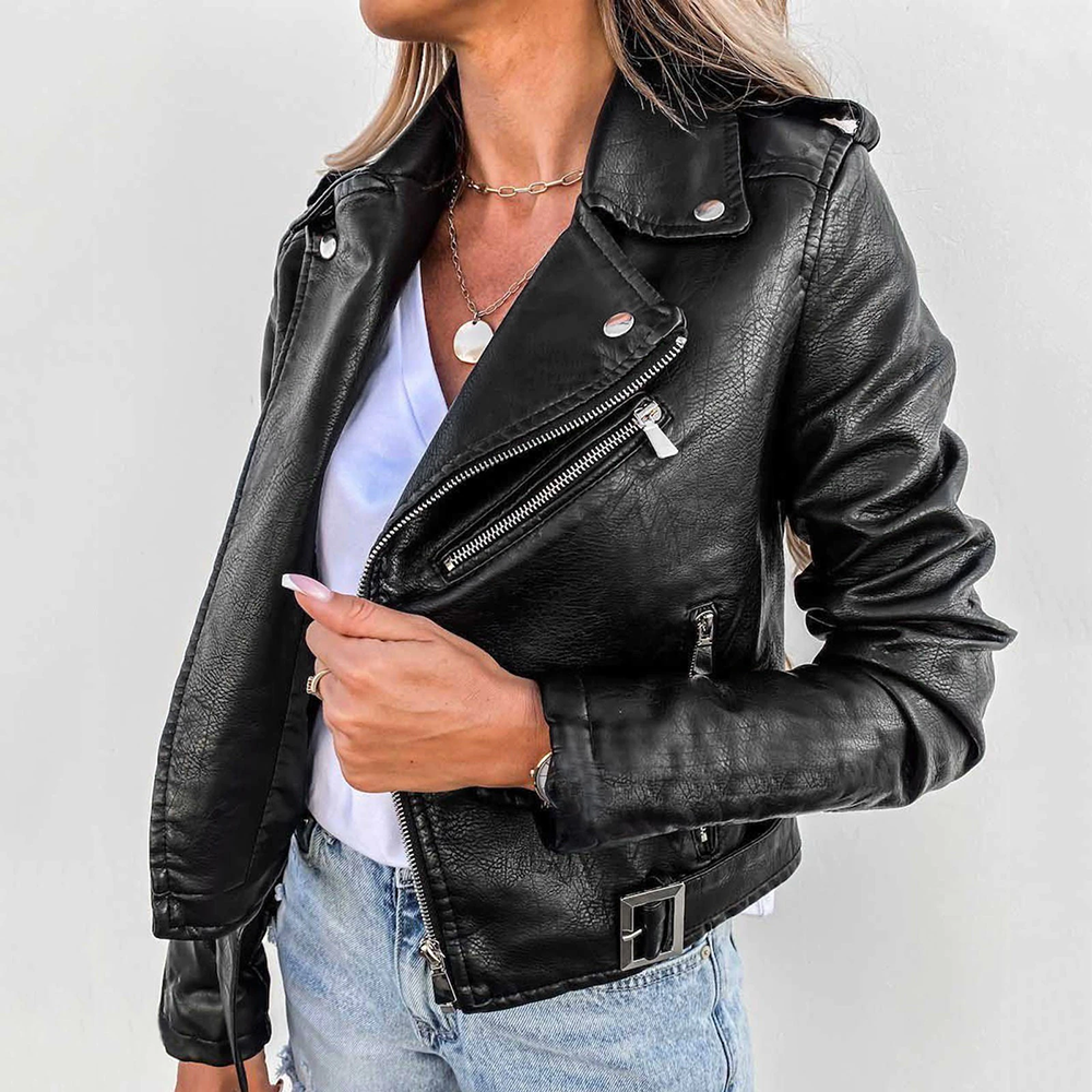 Giacca in pelle elegante e raffinata da donna