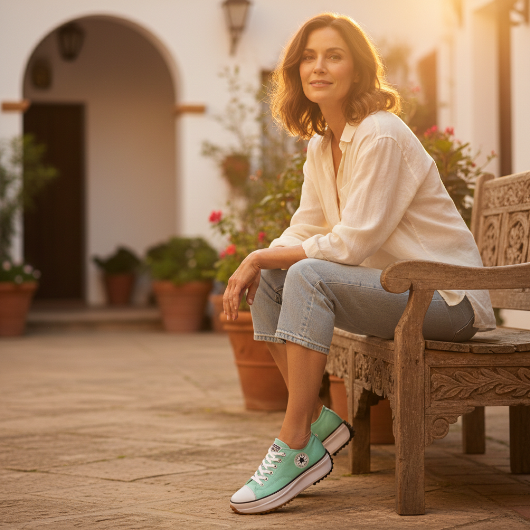 Iria | Sneakers Platform Casual Donna Tela Lacci Suola Dentata