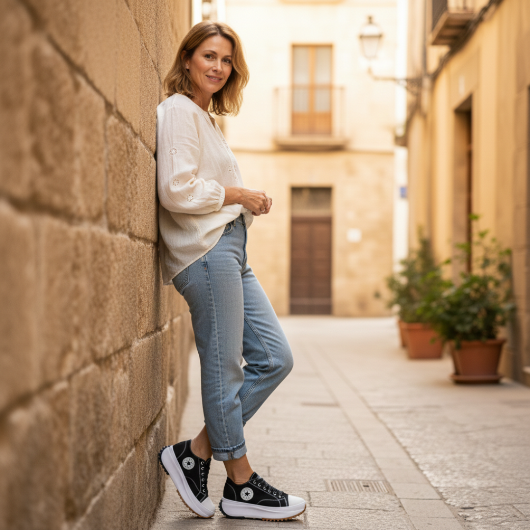 Iria | Sneakers Platform Casual Donna Tela Lacci Suola Dentata