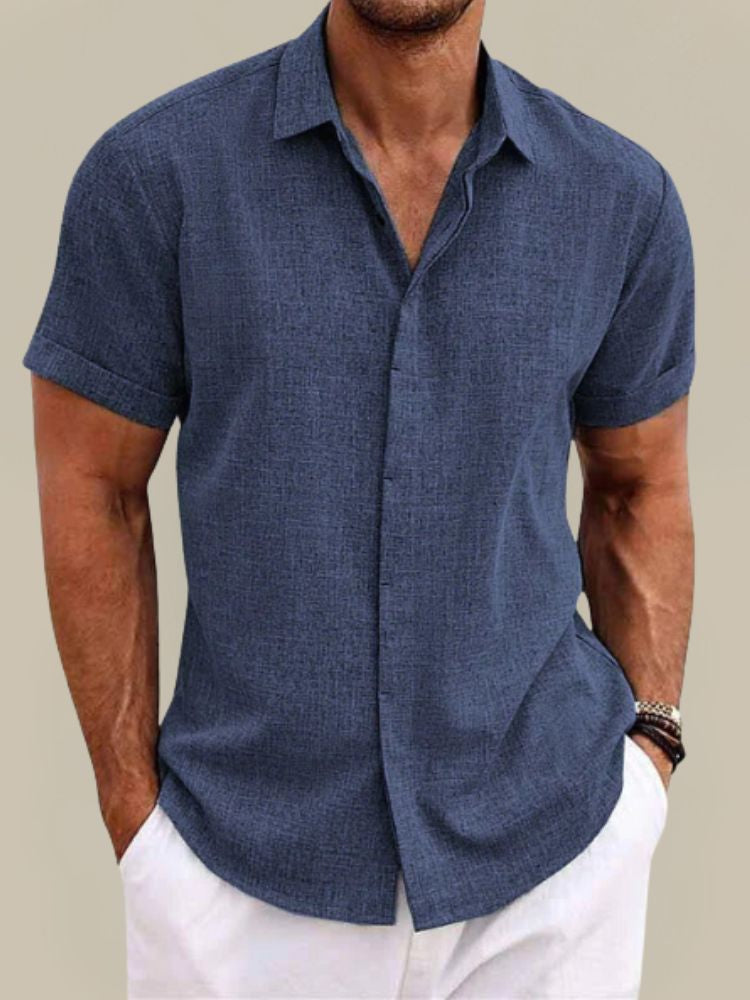 Camicia in Lino a Maniche Corte da Uomo - Traspirante e Leggera