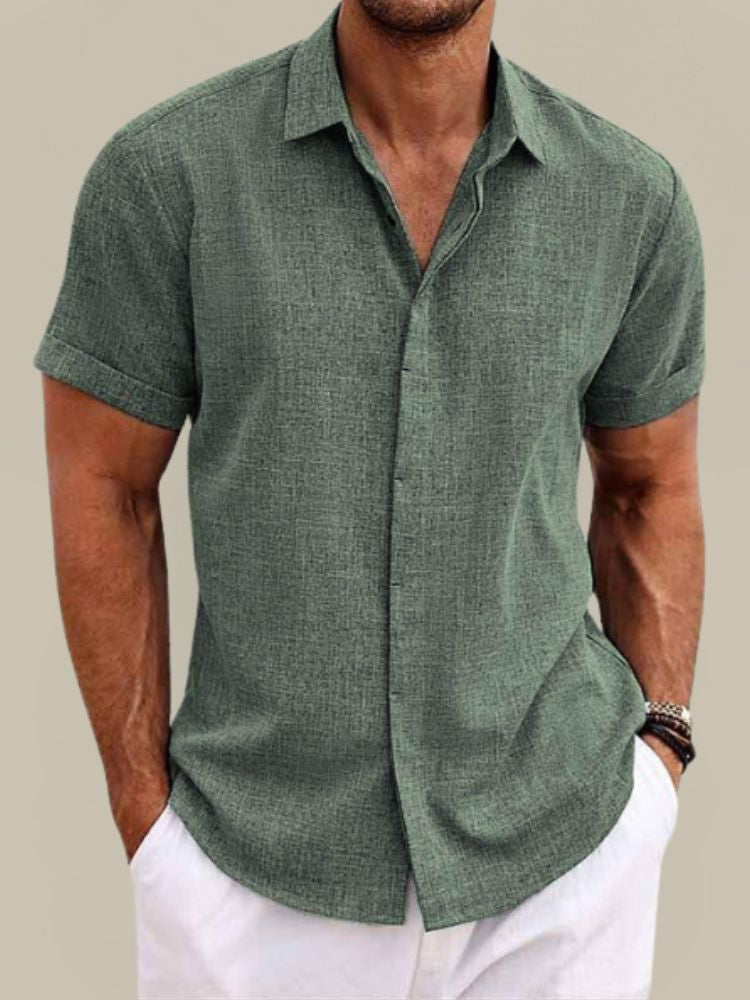 Camicia in Lino a Maniche Corte da Uomo - Traspirante e Leggera