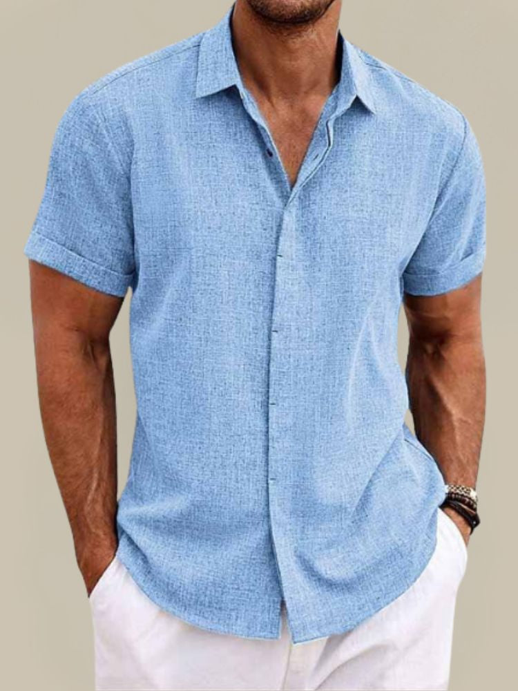 Camicia in Lino a Maniche Corte da Uomo - Traspirante e Leggera