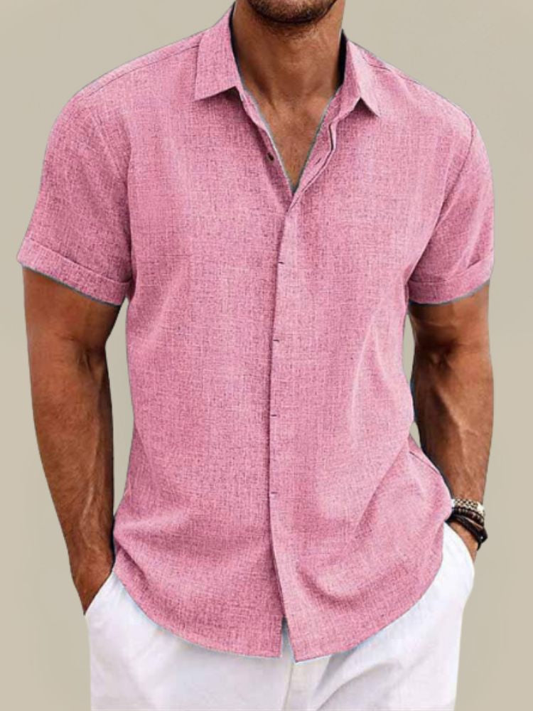 Camicia in Lino a Maniche Corte da Uomo - Traspirante e Leggera