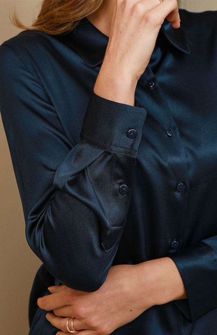 9-5 in Style | Camicia Classica in Raso Blu