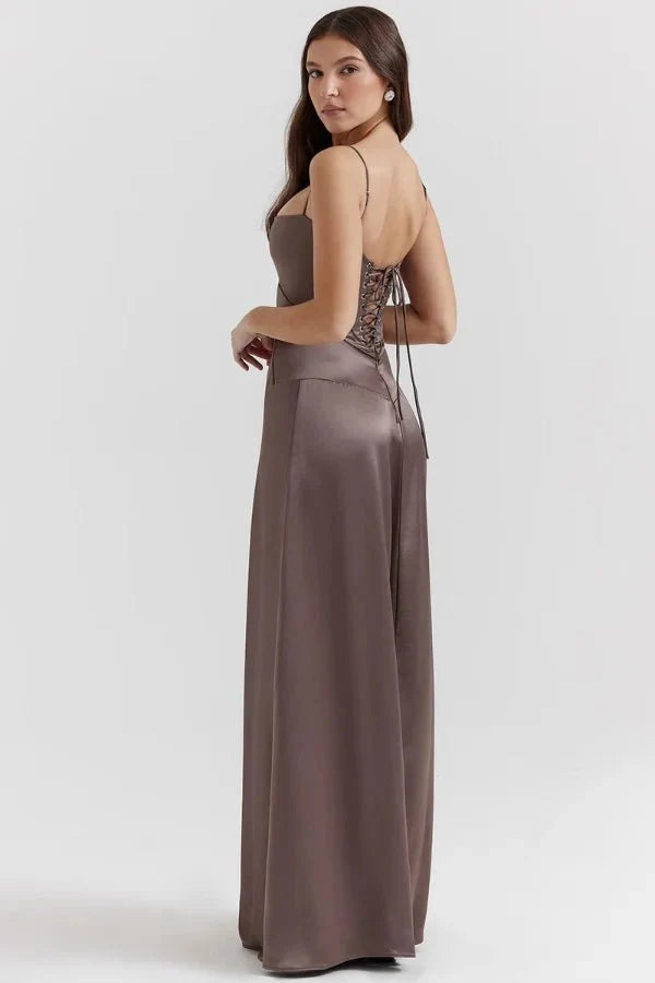Gabriella – L'Abito Maxi Corsetto in Raso Setoso