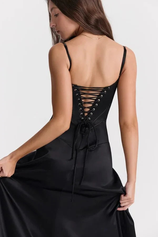 Gabriella – L'Abito Maxi Corsetto in Raso Setoso