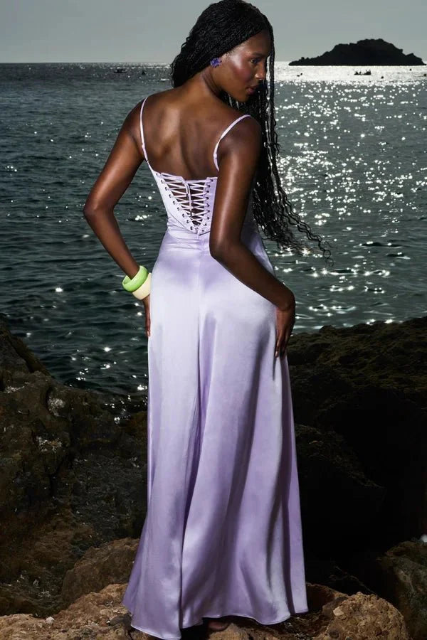 Gabriella – L'Abito Maxi Corsetto in Raso Setoso