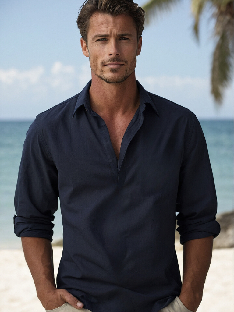 Camicia Casual Estiva da Uomo, Tessuto Traspirante