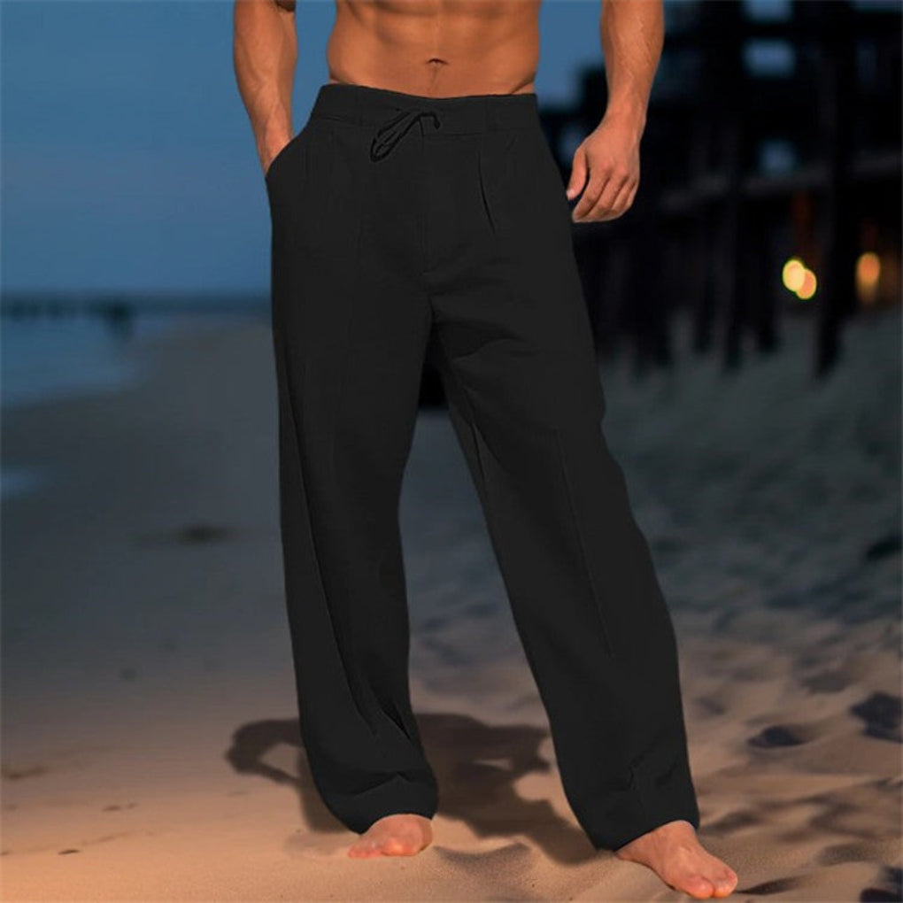 Pantaloni in Lino Relaxed Fit con Coulisse