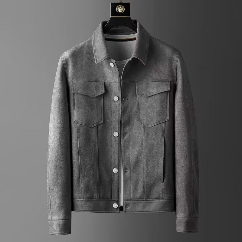 Giacca in pelle scamosciata da uomo - Design Elegante e Senza Tempo