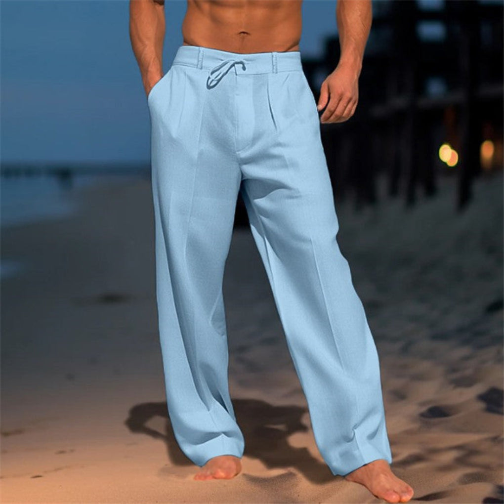 Pantaloni in Lino Relaxed Fit con Coulisse