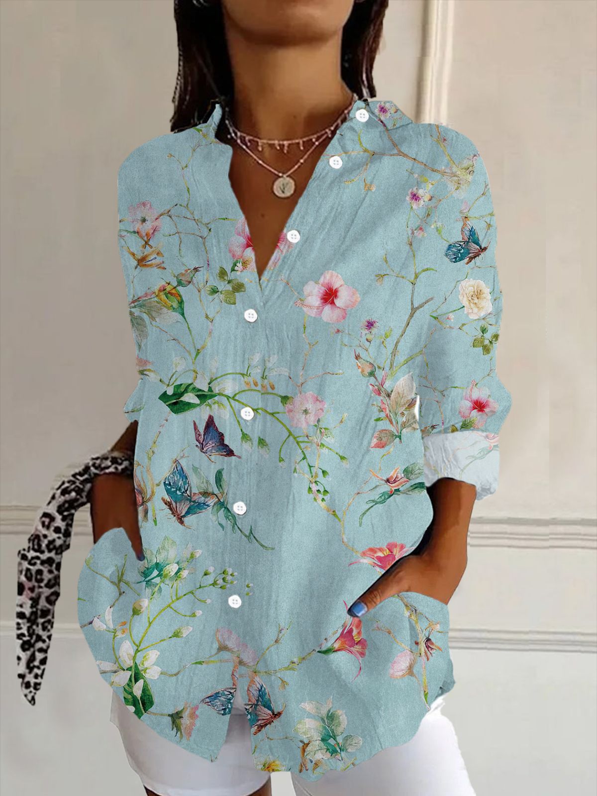 Camicia da Donna Elegante con Design Floreale in Rilievo – Stilosa e Moderna