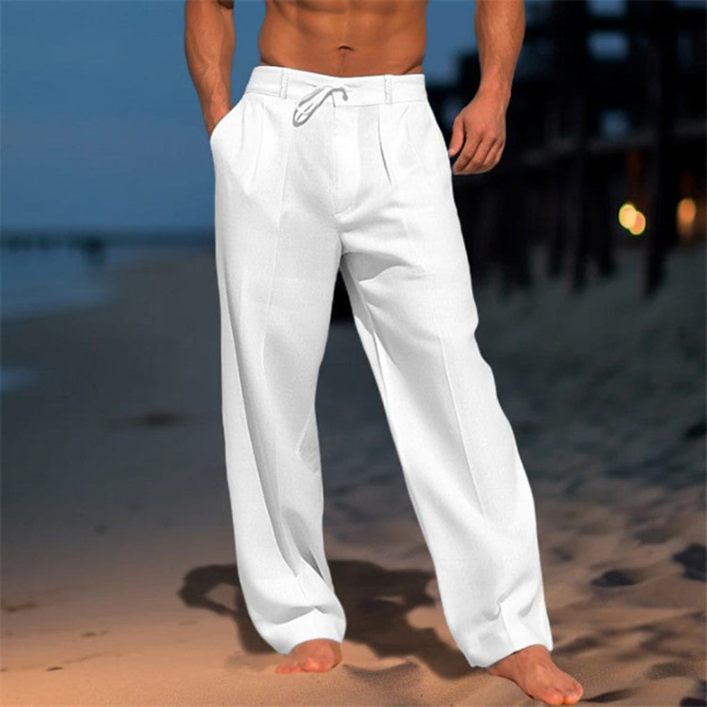 Pantaloni in Lino Relaxed Fit con Coulisse