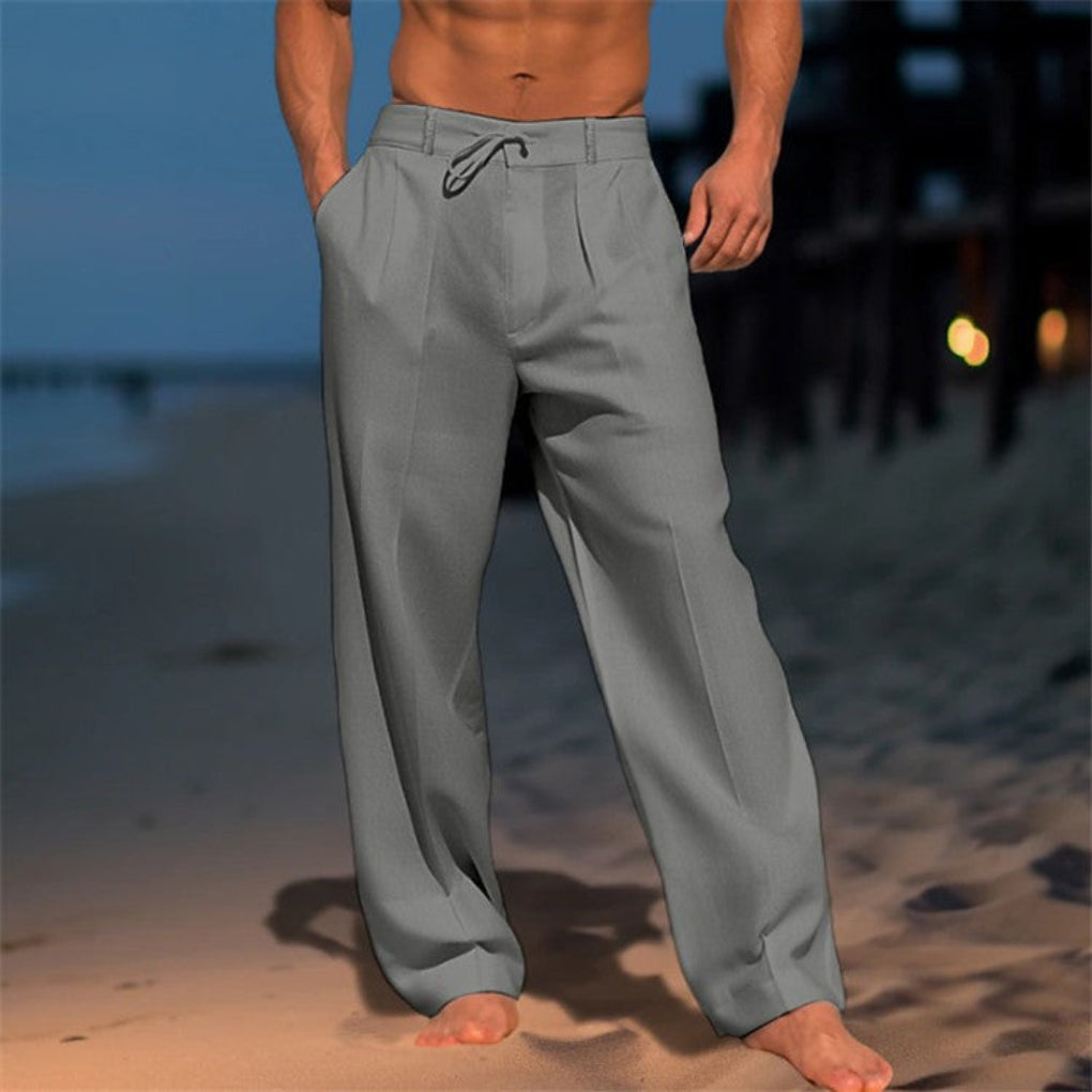Pantaloni in Lino Relaxed Fit con Coulisse