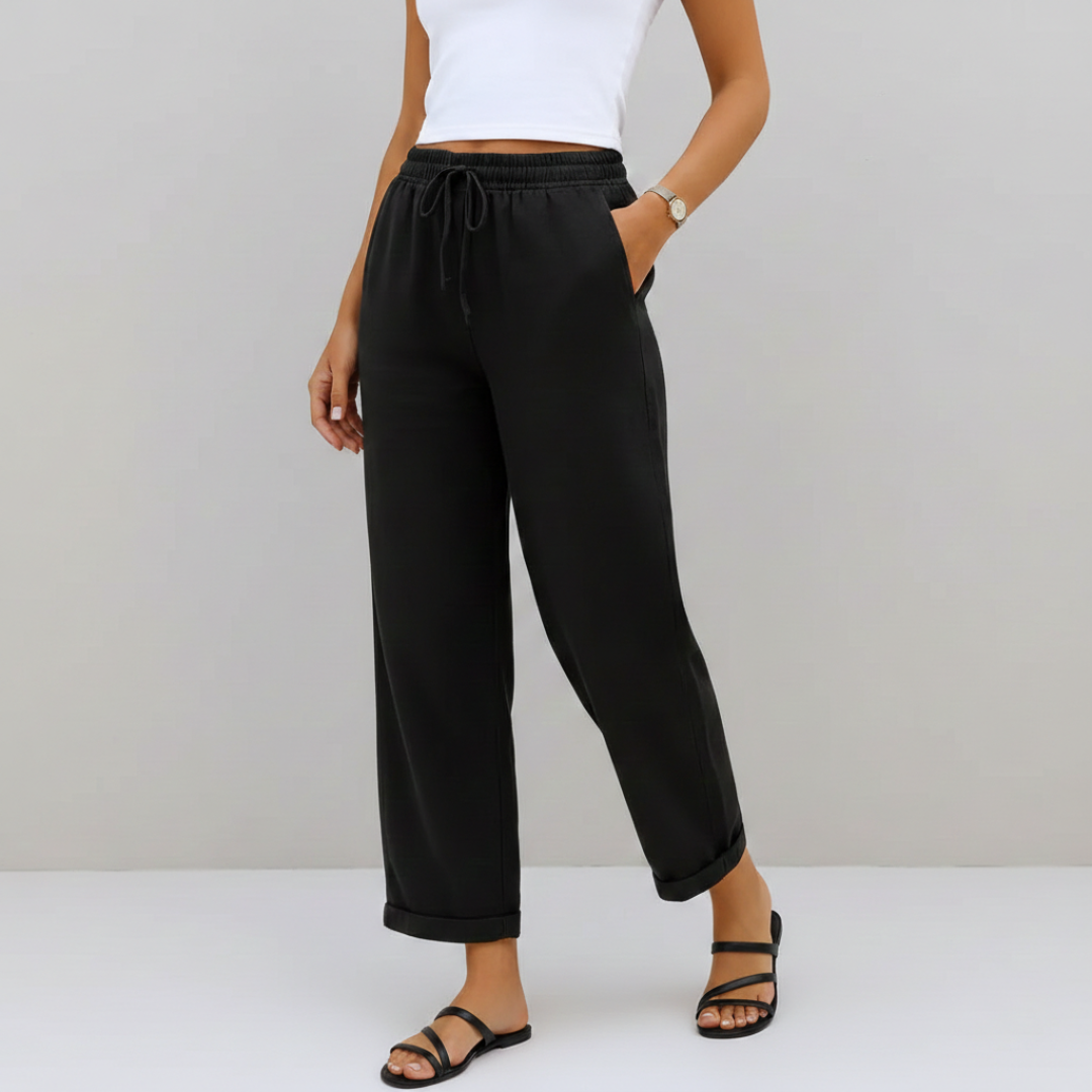 Olivia | Pantaloni di Lino Donna con Vita Elastica