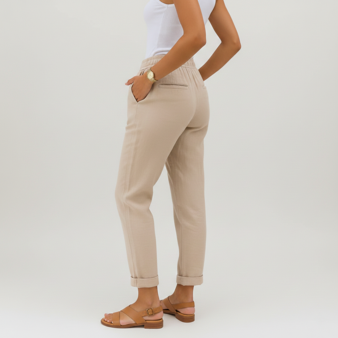 Olivia | Pantaloni di Lino Donna con Vita Elastica