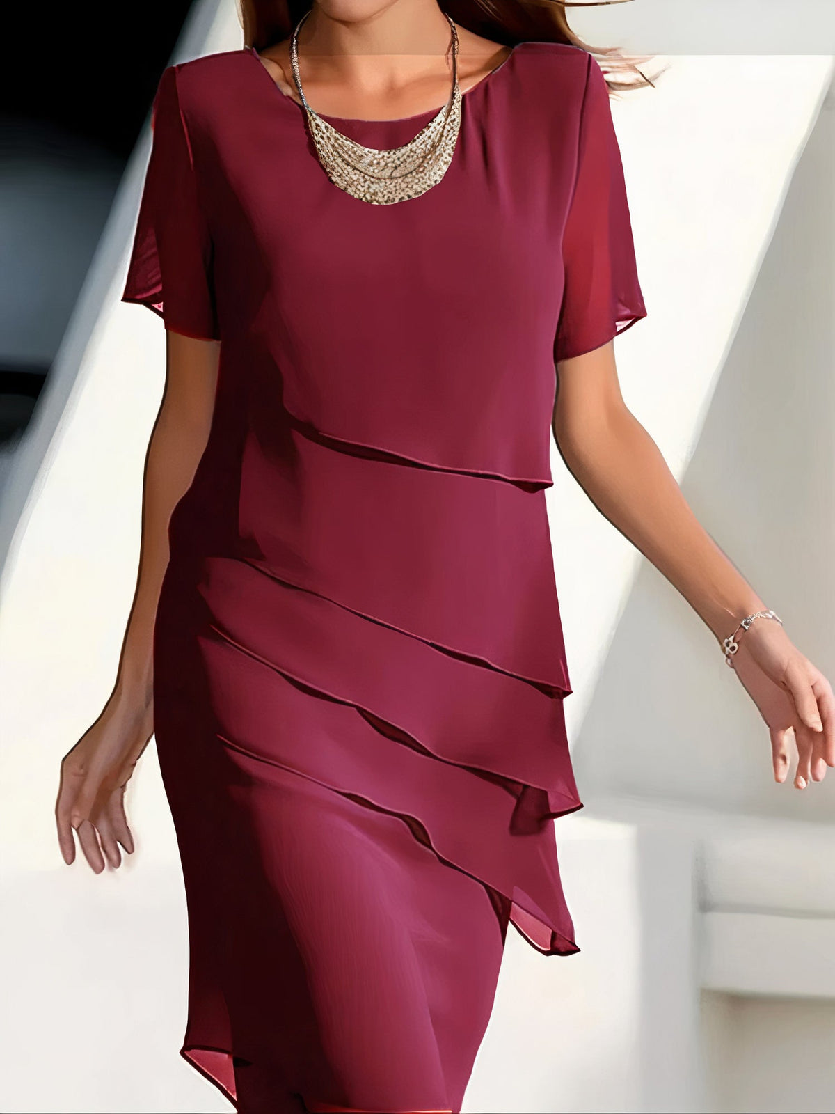 Bernadette - Vestito in Chiffon Leggero con Plissé