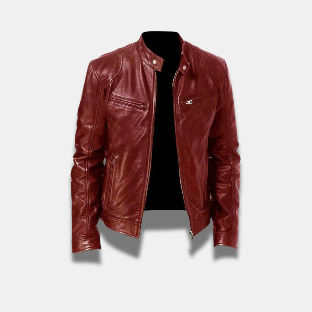 Giacca in pelle classica da uomo – Giacca da motociclista slim fit di alta qualità