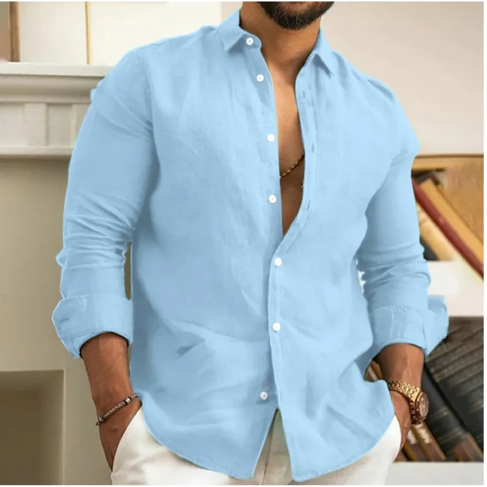 Camicia in lino traspirante da uomo, freschezza e stile estivo