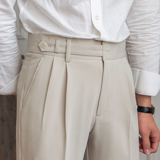 Elegante Pantalone Uomo Sartoriale Piega Gamba Dritta