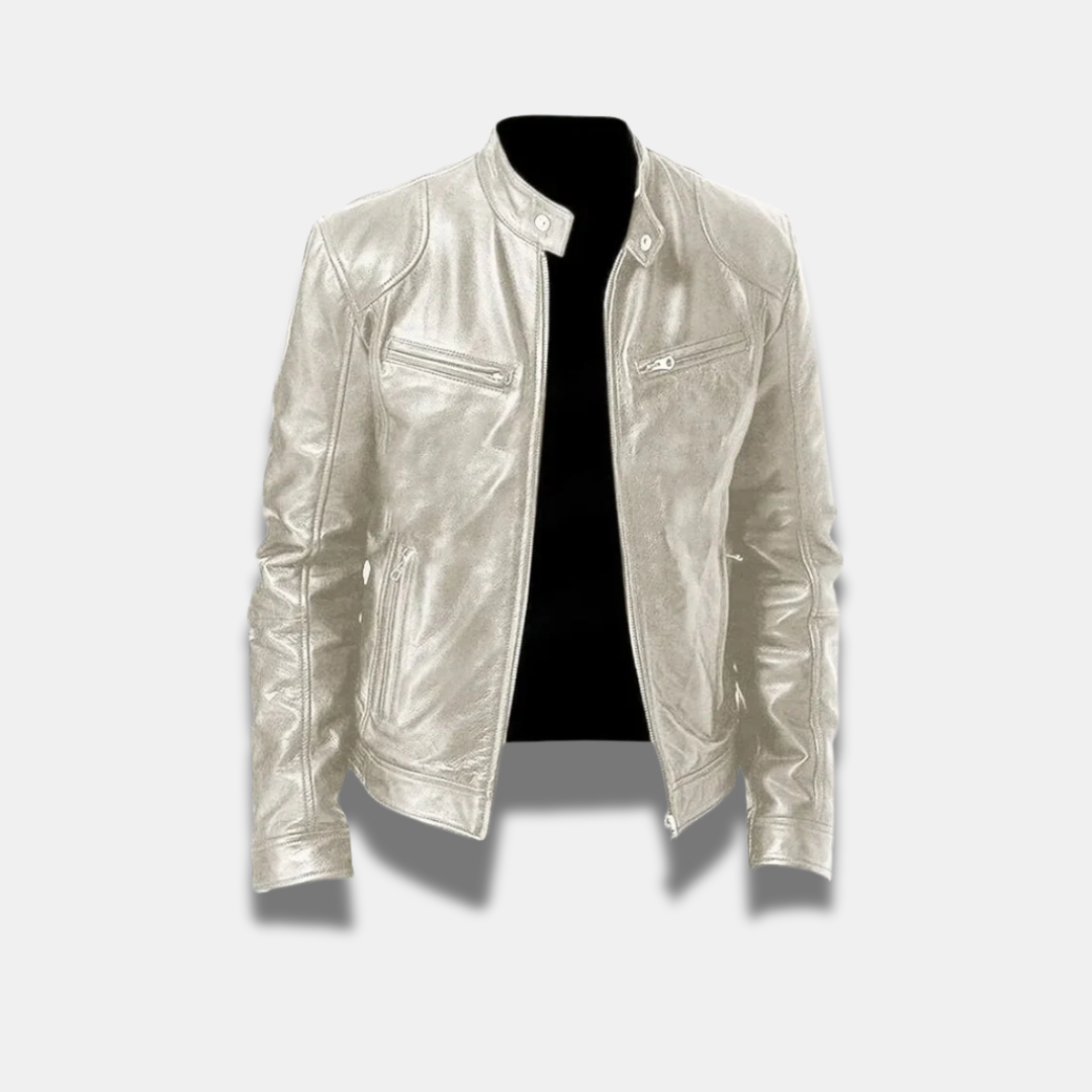 Giacca in pelle classica da uomo – Giacca da motociclista slim fit di alta qualità