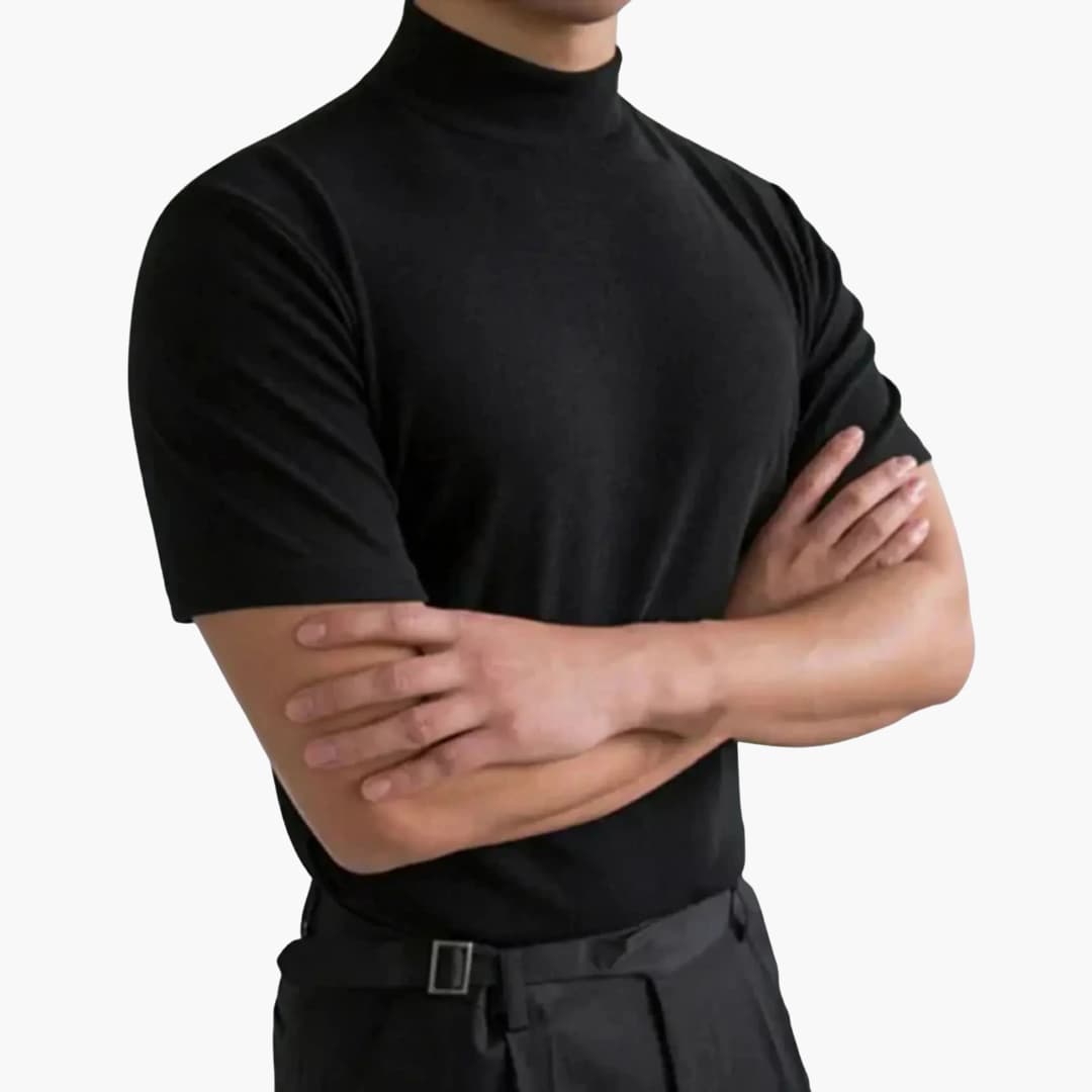 T-shirt da uomo con collo alto e maniche corte
