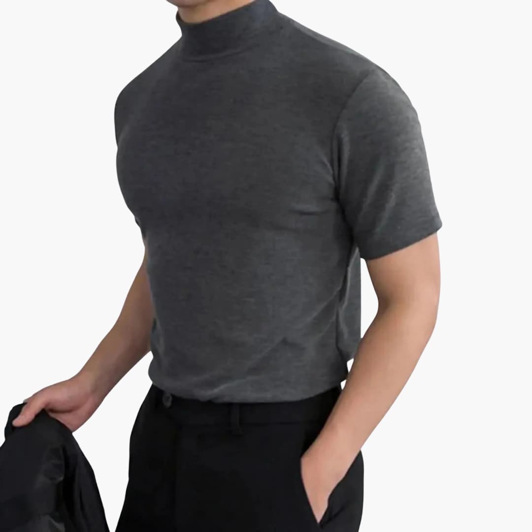 T-shirt da uomo con collo alto e maniche corte
