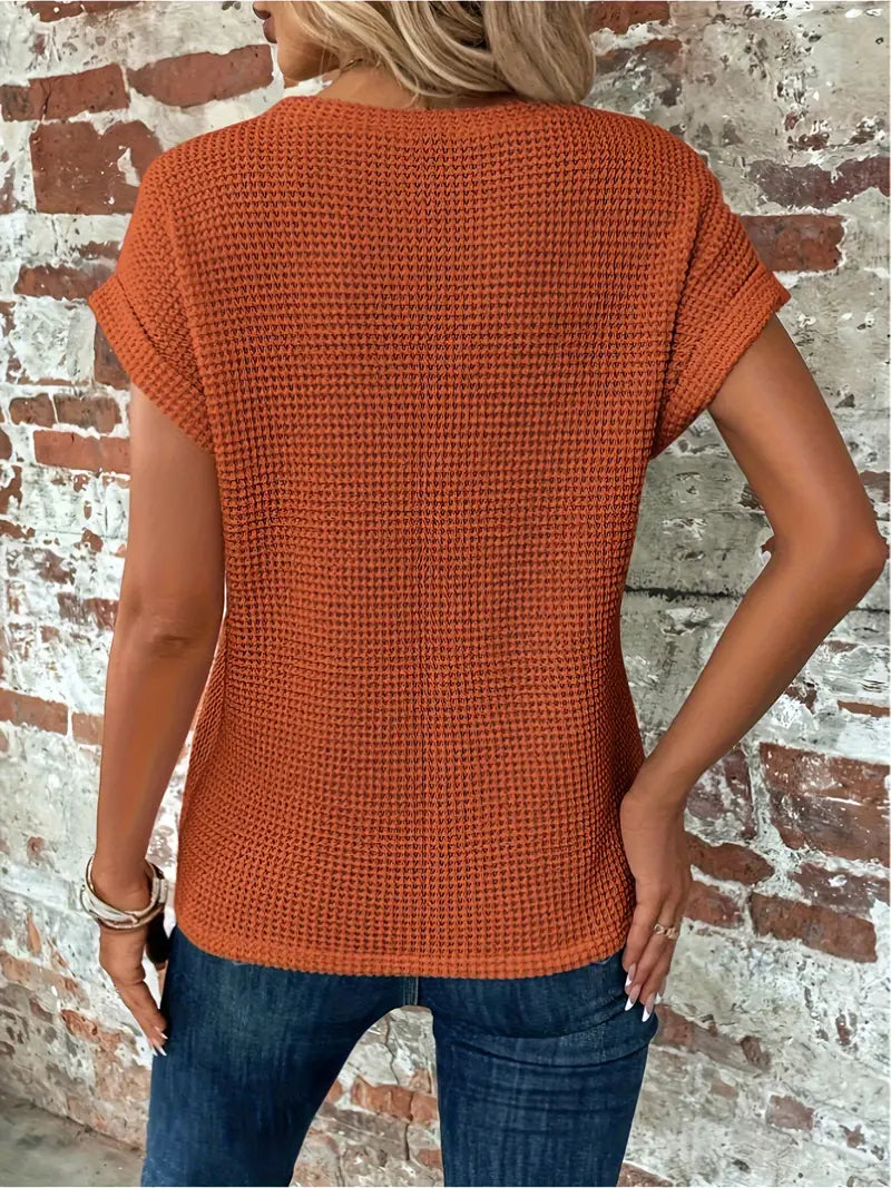 T-shirt Estivo da Donna con Maniche Corte e Girocollo in Tessuto Leggero