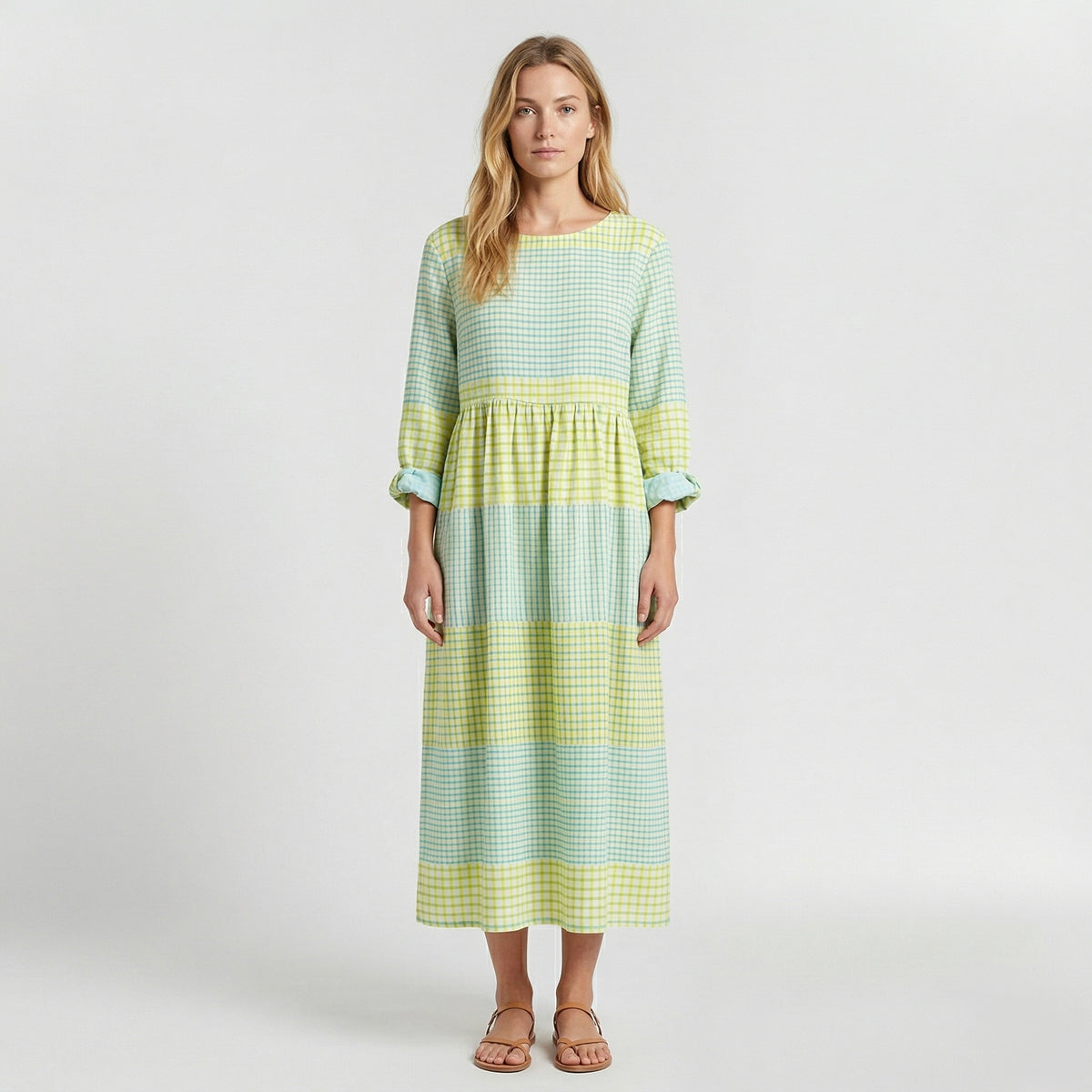 Abito Maxi a Righe con Balze da Donna – Leggero a Maniche Lunghe per l’Estate