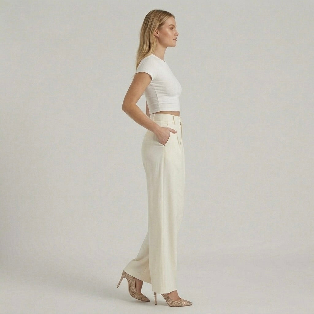 Pantaloni Eleganti da Donna a Gamba Larga – Pantaloni Vita Alta Casual Chic