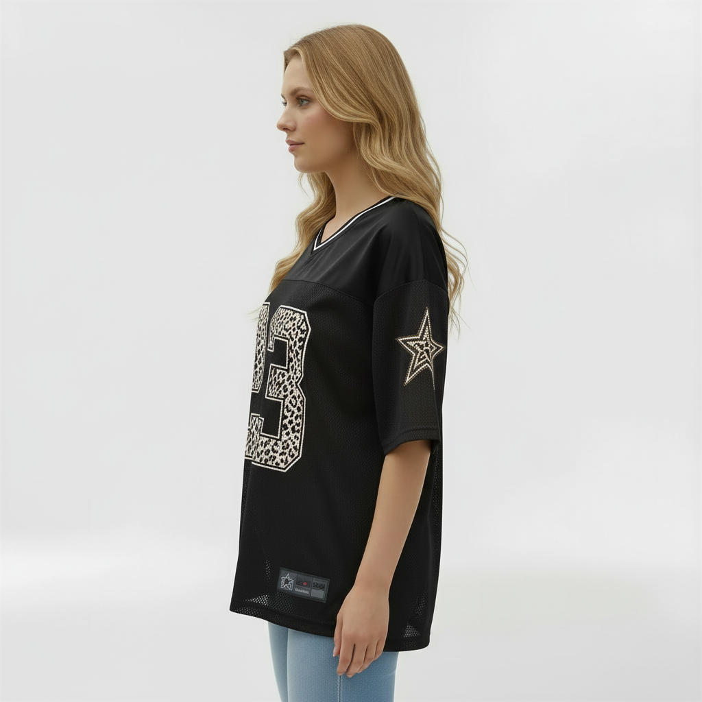 T-shirt oversize da donna con stampa frontale per uso casual