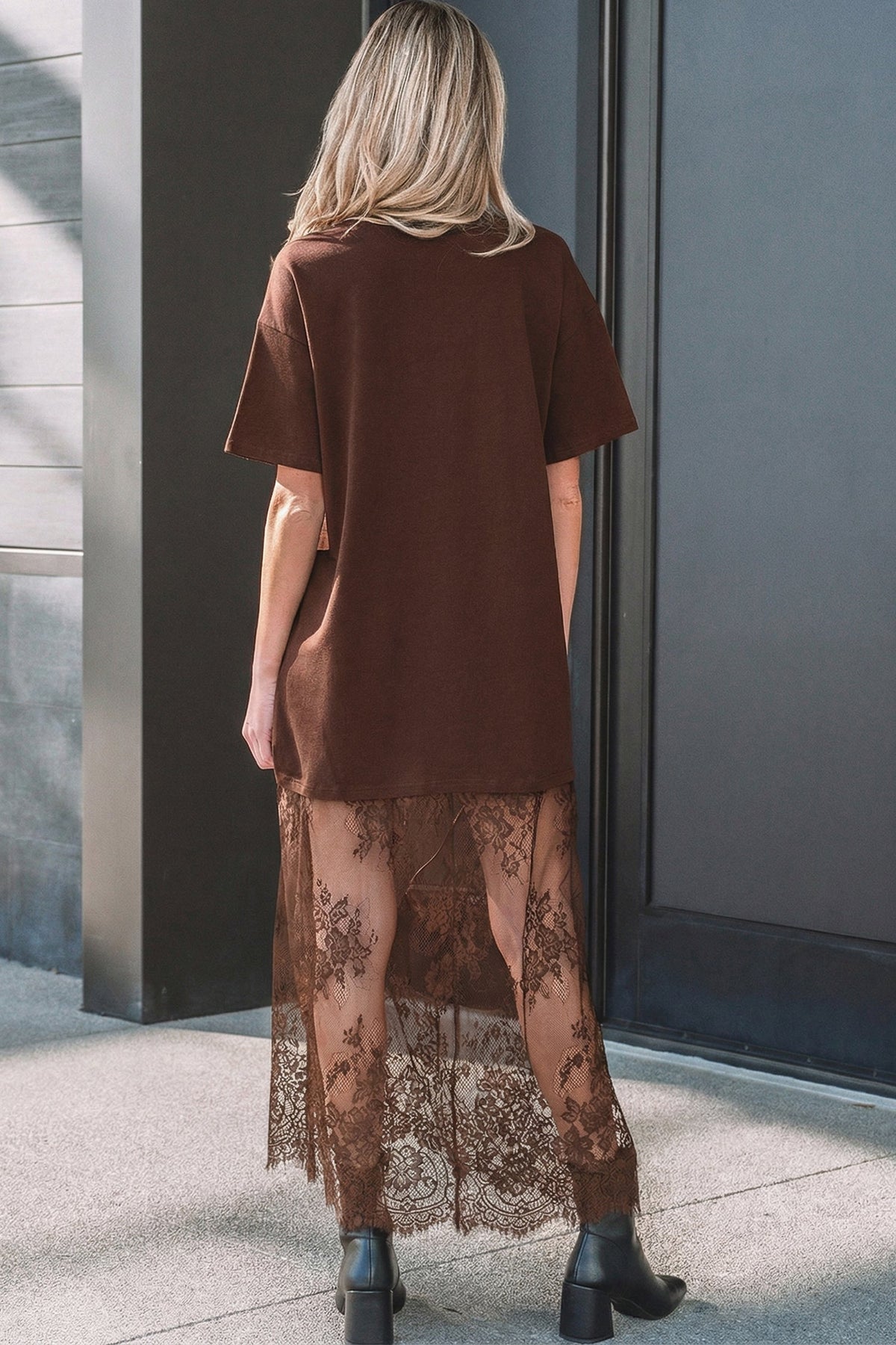 Abito Maxi Largo a Maniche Corte con Patchwork Floreale