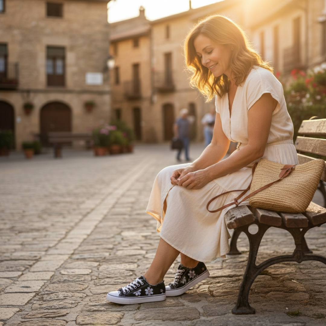 Alma | Sneakers in Tela da Donna con Lacci e Stampa Floreale