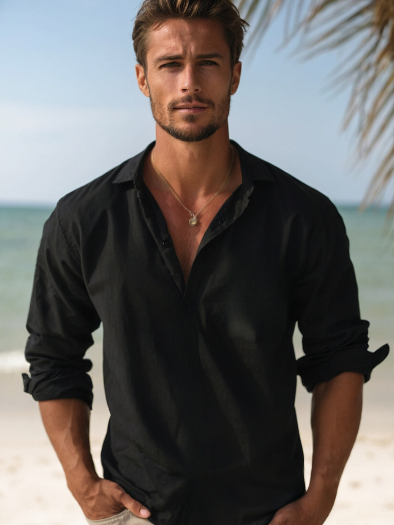 Camicia Casual Estiva da Uomo, Tessuto Traspirante